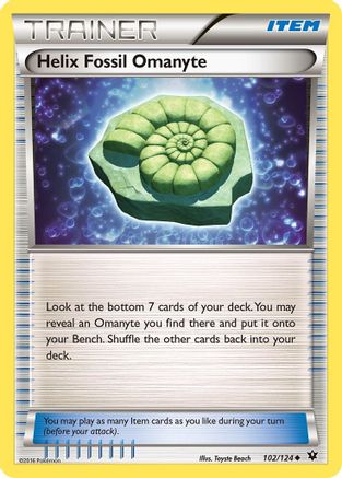 Helix Fossil Omanyte 102/124 - XY  Fates Collide Reverse Holofoil