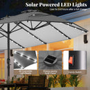 11 Pieces Patio Dining Set with LED Patio Umbrella with Base and Seat Cushions (Navy)