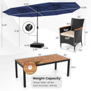 11 Pieces Patio Dining Set with LED Patio Umbrella with Base and Seat Cushions (Beige)