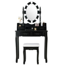 Makeup Dressing Table with Touch Switch Lighted Mirror and Cushioned Stool