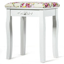 Vanity Wood Dressing Stool Padded Piano Seat with Rose Cushion