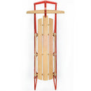 54 Inch Wood Snow Sled with Metal Runners and Steering Bar