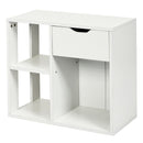 3-Cube Bookcase 2-tier Wooden Storage Shelf with Pull-out Drawer-Brown