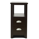 End Table Wooden with 2 Drawers and Shelf Bedside Table