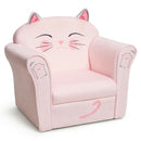 Kids Upholstered Cat Armrest Couch Sofa with Linen Fabric