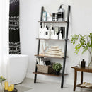 Multipurpose 4-Tier Industrial Leaning Wall Bookcase with Metal Frame