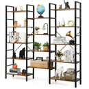 Vintage Triple Wide 5-Tier Bookcase Large Bookshelf Display Storage Shelf