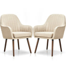 Set of 2 Fabric Upholstered Accent Chairs with Wooden Legs