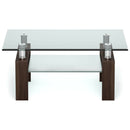 Rectangle Glass Coffee Table with Metal Legs for Living Room