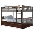 Full over Full Bunk Bed Platform Wood Bed with Ladder