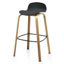 Set of 2 Modern Barstools Pub Chairs with Low Back and Metal Legs