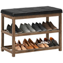 2-Tier Wooden Shoe Rack Bench with Padded Seat