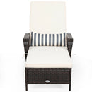 Outdoor Patio Wicker Chaise Lounge Chair with Adjustable Backrest and Pillow
