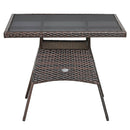 5 Pieces Patio Rattan Dining Furniture Set with Arm Chair and Wooden Table Top