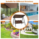 Outdoor 3-Seat Porch Swing with Adjust Canopy and Cushions