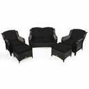 5 Pieces Patio Rattan Sofa Set with Cushion and Ottoman