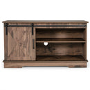Sliding Barn Door TV Stand with Adjustable Shelf Cabinet-Dark Walnut