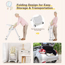 Baby Convertible Folding Adjustable High Chair with Wheel Tray Storage Basket-Beige