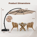 11 FT Cantilever Patio Umbrella with Base and 360° Rotation
