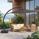 11 FT Cantilever Patio Umbrella with Base and 360° Rotation
