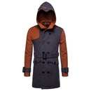 Double-breasted Hooded Belted Mid-length Wool Trench Coat