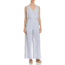 Cupio Womens Stripe Wide-Leg Jumpsuit Blue, Large