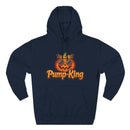Pump-King Halloween Hoodie, Cozy Fleece Sweatshirt for Fall, Funny Pumpkin Apparel, Autumn Style, Perfect for Halloween Celebrations
