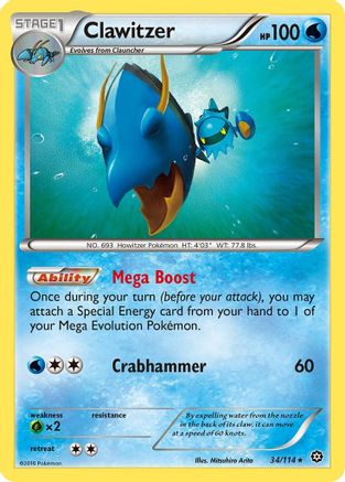 Clawitzer 034/114 - XY  Steam Siege Reverse Holofoil