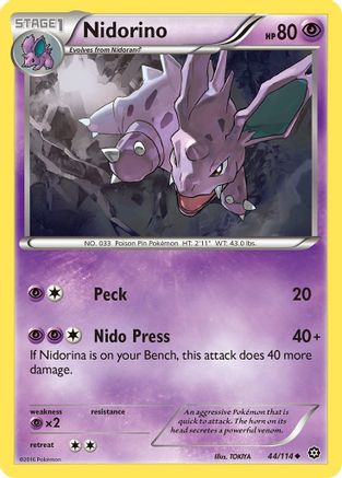Nidorino 044/114 - XY  Steam Siege Reverse Holofoil