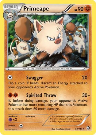 Primeape 053/114 - XY  Steam Siege Reverse Holofoil