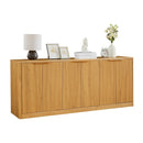 Fluted Sideboard Cabinet with 4-6 Doors and Wood-Grain Top