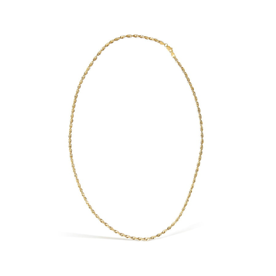 Men's Solid 10K Yellow Gold 3.2mm Light Rope Chain Necklace