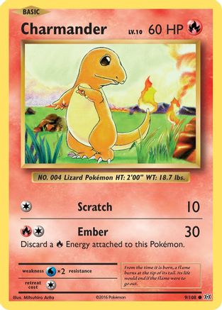 Charmander 009/108 - XY  Evolutions Reverse Holofoil
