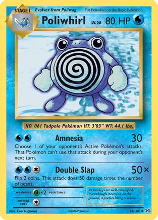 Poliwhirl 024/108 - XY  Evolutions Reverse Holofoil