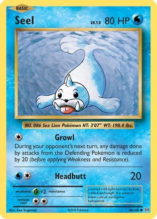 Seel 028/108 - XY  Evolutions Reverse Holofoil