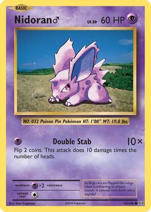 Nidoran M 043/108 - XY  Evolutions Reverse Holofoil