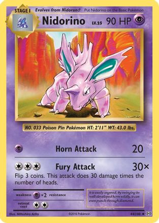 Nidorino 044/108 - XY  Evolutions Reverse Holofoil