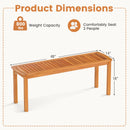 Acacia wood outdoor bench with slatted seat for garden