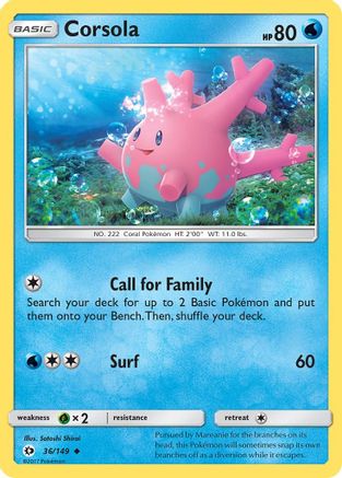 Corsola 036/149 - SM Base Set Reverse Holofoil