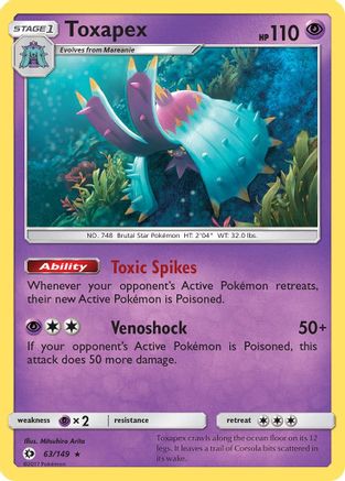 Toxapex 063/149 - SM Base Set Reverse Holofoil