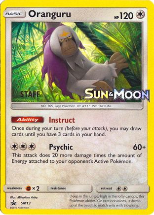 Oranguru (Prerelease) [Staff] SM13 - SM Promos Holofoil