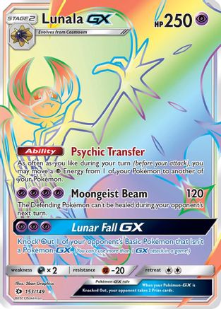Lunala GX (Secret) 153/149 - SM Base Set Holofoil