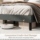 Queen Size Upholstered Bed Frame Linen Platform Bed-Dark Gray