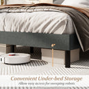 Queen Size Upholstered Bed Frame Linen Platform Bed-Dark Gray