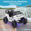 12V Kids Ride-on Jeep Car with 2.4 G Remote Control-White