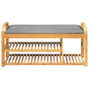 3-Tier Bamboo Shoe Rack Bench with Cushion-Natural