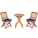 3 Pieces Patio Folding Bistro Set with Padded Cushion and Round Coffee Table-Navy