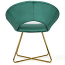 Modern Accent Velvet Dining Arm Chair with Golden Metal Legs and Soft Cushion