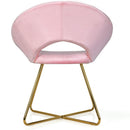Modern Accent Velvet Dining Arm Chair with Golden Metal Legs and Soft Cushion