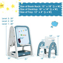 2-in-1 Kids Easel Desk Chair Set Book Rack Adjustable Art Painting Board